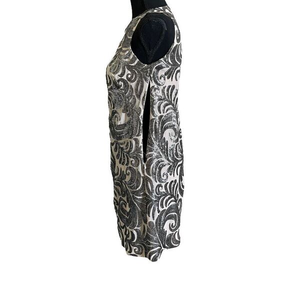 Cache Silver Sequins Sleeveless Cocktail Shift Dress Size Small - Picture 4 of 7